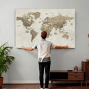 Detailed World Map Wall Art Canvas Print