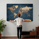 Navy Blue World Map Canvas Print – Framed Travel Map Wall by MyGreatCanvas | Canvas Wall Art Prints | Photo Prints & Wall Decor