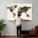 Watercolor World Map Print - Large Wall Art Canvas Print for