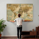 Vintage World Map Wall Art Canvas Print, Detailed World Map