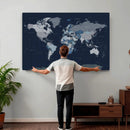 Blue Detailed World Map Wall Art Canvas Print, Modern Framed by MyGreatCanvas | Canvas Wall Art Prints | Photo Prints & Wall Decor