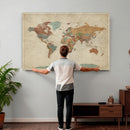 Vintage World Map Canvas Wall Art Print – Framed Modern