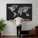 Black World Map Wall Art Canvas Print – Detailed Map of the by MyGreatCanvas | Canvas Wall Art Prints | Photo Prints & Wall Decor