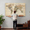 Framed World Map Wall Art for Home and Office Decor