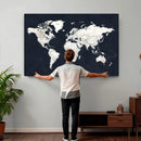 Black World Map Wall Art Canvas Print for Home Office and by MyGreatCanvas | Canvas Wall Art Prints | Photo Prints & Wall Decor