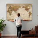 Vintage Detailed World Map Wall Art Canvas Print – Antique