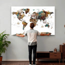 Watercolor World Map Canvas Print – Detailed Map of the
