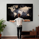 Grunge World Map Wall Art | 3-Panel Large Beige and Brown