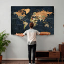 Vintage World Map Canvas Wall Art – Detailed Map with