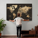 Framed World Map with Pin Canvas Print – Detailed World Map