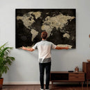 Push Pin World Map Canvas Wall Art Print, Interactive Travel