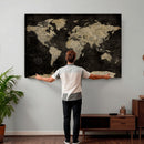 Push Pin World Map Canvas Wall Art Print, Interactive Travel