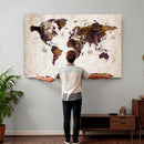 Blue Watercolor World Map Canvas Print – Framed Modern Wall