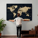Dark World Map Canvas Wall Art Print, Minimal Black and Gold by MyGreatCanvas | Canvas Wall Art Prints | Photo Prints & Wall Decor