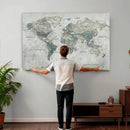 Neutral Vintage World Map Canvas Wall Art Print, Classic Map