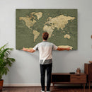 Large World Map Canvas Wall Art Print for Study Room Decor -