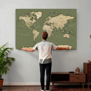 Vintage World Map Canvas Wall Art Print, Classic Global Map
