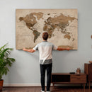 World Map Canvas Wall Art Print, Detailed Global Map Artwork