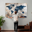 Rustic World Map Canvas Print – Framed Wall Art for Couples,