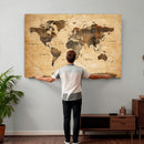 Navy Blue and Gold World Map Canvas Print – Framed Luxury