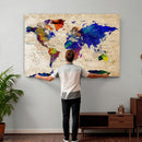 Colorful World Map Canvas Wall Art – Abstract Watercolor Map