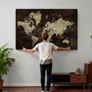Blue World Map Canvas Wall Art – Framed Modern Travel Map