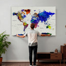 World Map Wall Art Canvas Print, Modern Decorative Framed