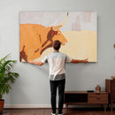 Minimal Longhorn Bull Wall Art Canvas Print, Neutral Western by MyGreatCanvas | Canvas Wall Art Prints | Photo Prints & Wall Decor