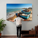 Coastal Fishing Boats Wall Art Canvas Print, Sunset Beach by MyGreatCanvas | Canvas Wall Art Prints | Photo Prints & Wall Decor