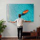 Minimalist Boat Wall Art Canvas Print, Aerial Sea Landscape by MyGreatCanvas | Canvas Wall Art Prints | Photo Prints & Wall Decor