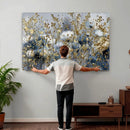 Abstract Floral Wall Art Canvas Print – Gold and Blue by MyGreatCanvas | Canvas Wall Art Prints | Photo Prints & Wall Decor