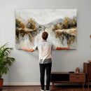 Neutral Abstract Lake Landscape Wall Art Canvas Print by MyGreatCanvas | Canvas Wall Art Prints | Photo Prints & Wall Decor