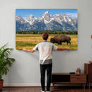 Bison in Mountain Landscape Wall Art Canvas Print – Western by MyGreatCanvas | Canvas Wall Art Prints | Photo Prints & Wall Decor