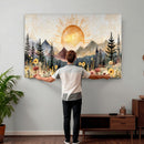 Boho Mountain Landscape Large Wall Art, Horizontal Gold by MyGreatCanvas | Canvas Wall Art Prints | Photo Prints & Wall Decor