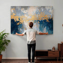 Blue Gold Abstract Large Framed Canvas Wall Art, Modern by MyGreatCanvas | Canvas Wall Art Prints | Photo Prints & Wall Decor