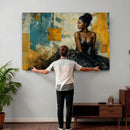 Elegant Woman Canvas Wall Art — Black Gold Gown Fashion by MyGreatCanvas | Canvas Wall Art Prints | Photo Prints & Wall Decor