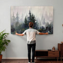 Misty Pine Forest Oil Painting Canvas — Dark Moody Teal Grey by MyGreatCanvas | Canvas Wall Art Prints | Photo Prints & Wall Decor