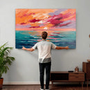 Bold Palette Knife Ocean Sunset Canvas — Orange Pink Teal by MyGreatCanvas | Canvas Wall Art Prints | Photo Prints & Wall Decor