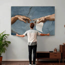 Funny Bathroom Canvas Wall Art, Michelangelo Creation of by MyGreatCanvas | Canvas Wall Art Prints | Photo Prints & Wall Decor