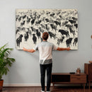 Longhorn Cattle Canvas Wall Art, Black White Stampede Ink by MyGreatCanvas | Canvas Wall Art Prints | Photo Prints & Wall Decor