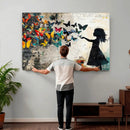 Banksy Butterfly Girl Wall Art Canvas Print, Framed Street by MyGreatCanvas | Canvas Wall Art Prints | Photo Prints & Wall Decor