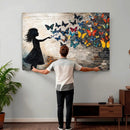 Banksy Butterfly Girl Wall Art Canvas Print, Framed Street by MyGreatCanvas | Canvas Wall Art Prints | Photo Prints & Wall Decor