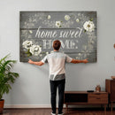Home Sweet Home Wall Art Canvas Print, Floral Farmhouse by MyGreatCanvas | Canvas Wall Art Prints | Photo Prints & Wall Decor