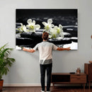 Plumeria Frangipani Black Stone Canvas | White Flower Spa by MyGreatCanvas | Canvas Wall Art Prints | Photo Prints & Wall Decor