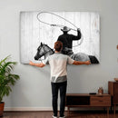 Cowboy Lasso Canvas Wall Art, Black White Western Horse by MyGreatCanvas | Canvas Wall Art Prints | Photo Prints & Wall Decor