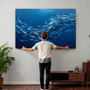School of Fish Canvas Print | Blue Ocean Underwater Wall Art by MyGreatCanvas | Canvas Wall Art Prints | Photo Prints & Wall Decor