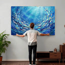 School of Fish Canvas Print | Blue Ocean Underwater Wall Art by MyGreatCanvas | Canvas Wall Art Prints | Photo Prints & Wall Decor