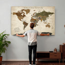 Custom Push Pin World Map Wall Art Canvas Print –