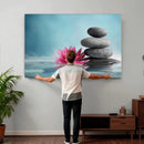 Zen Canvas Wall Art Lotus Flower Stacked Stones Teal Spa by MyGreatCanvas | Canvas Wall Art Prints | Photo Prints & Wall Decor