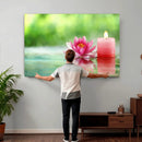 Zen Lotus Candle Canvas Wall Art Pink Spa Meditation by MyGreatCanvas | Canvas Wall Art Prints | Photo Prints & Wall Decor